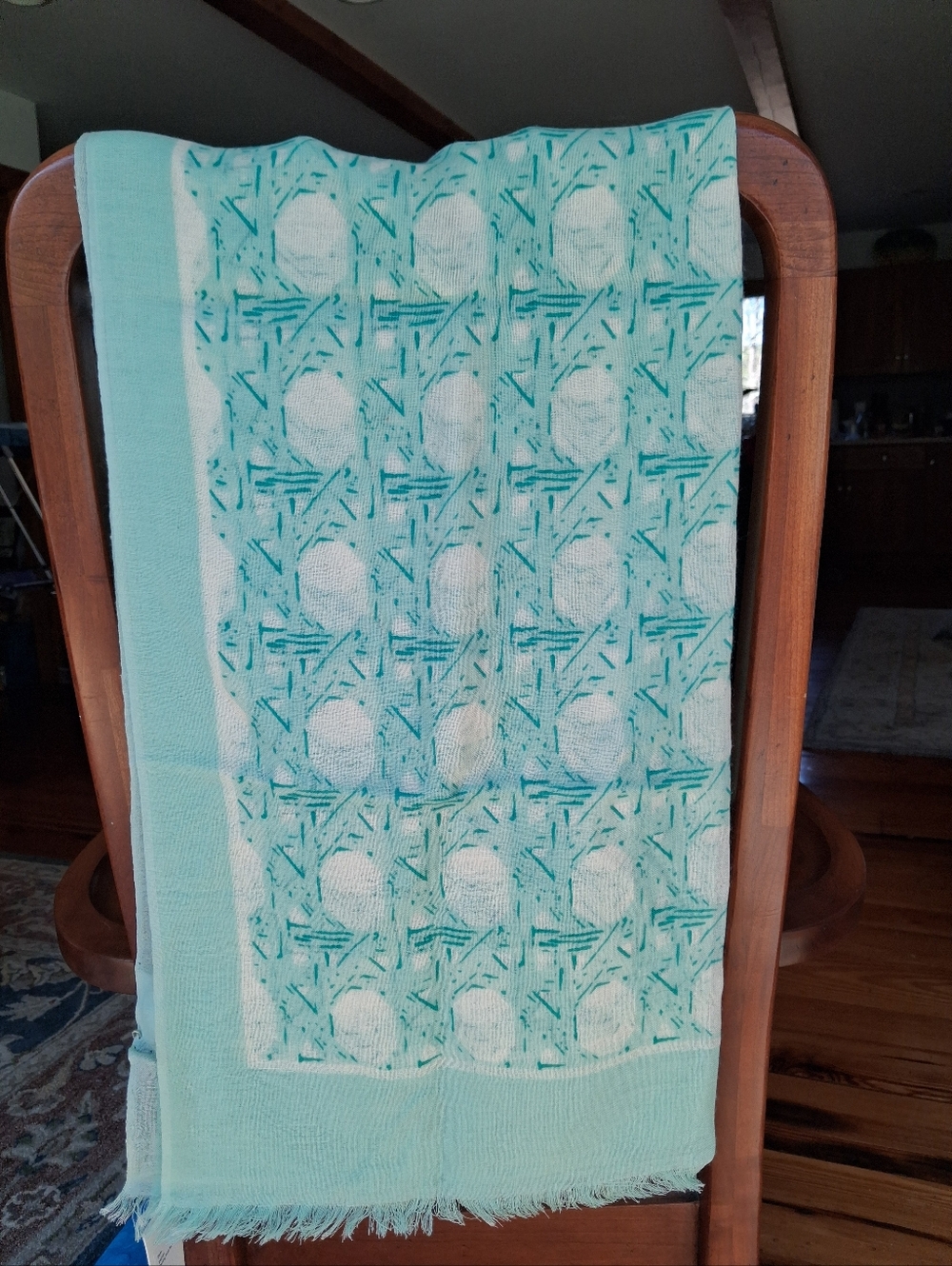 Vineyard Vines Wool/silk Light Green Caning Print Scarf NWT